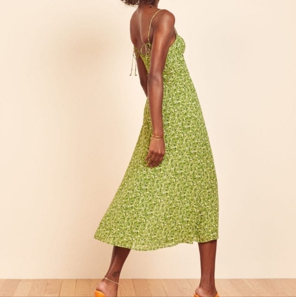 Reformation Juliette Midi Dress - Samantha Tie Strap Front Slit - Picture 10 of 10